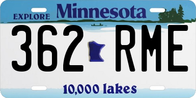 MN license plate 362RME