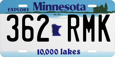 MN license plate 362RMK