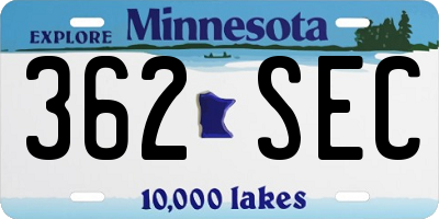 MN license plate 362SEC