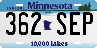MN license plate 362SEP
