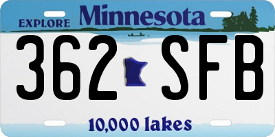 MN license plate 362SFB