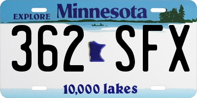 MN license plate 362SFX