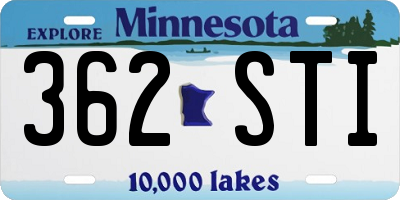 MN license plate 362STI