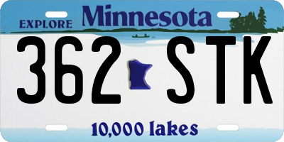 MN license plate 362STK