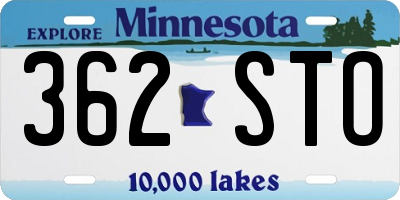 MN license plate 362STO