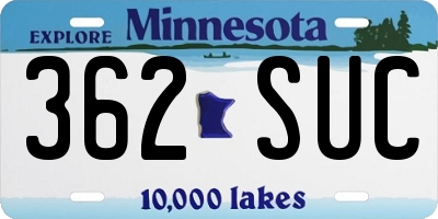 MN license plate 362SUC