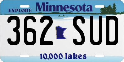 MN license plate 362SUD