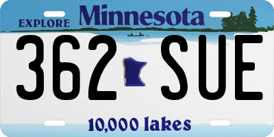 MN license plate 362SUE