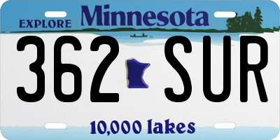 MN license plate 362SUR