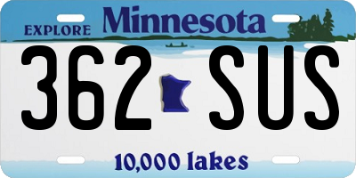 MN license plate 362SUS