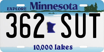 MN license plate 362SUT