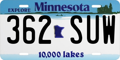 MN license plate 362SUW