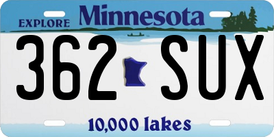 MN license plate 362SUX