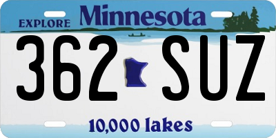 MN license plate 362SUZ