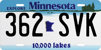 MN license plate 362SVK
