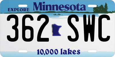 MN license plate 362SWC