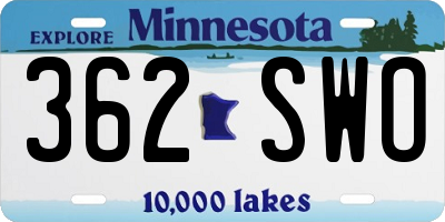 MN license plate 362SWO