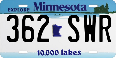 MN license plate 362SWR