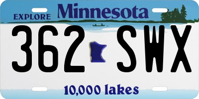 MN license plate 362SWX