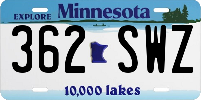 MN license plate 362SWZ