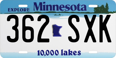 MN license plate 362SXK