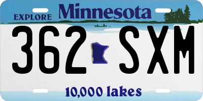 MN license plate 362SXM