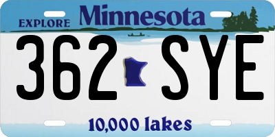 MN license plate 362SYE