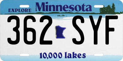 MN license plate 362SYF