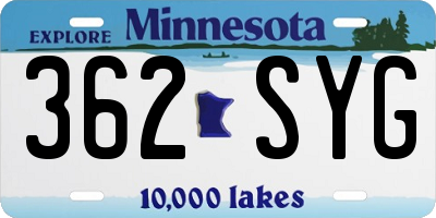 MN license plate 362SYG