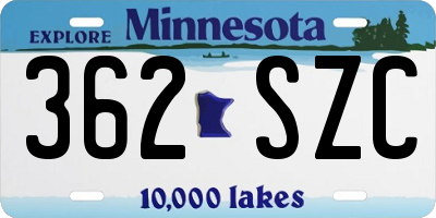 MN license plate 362SZC