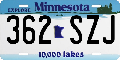 MN license plate 362SZJ