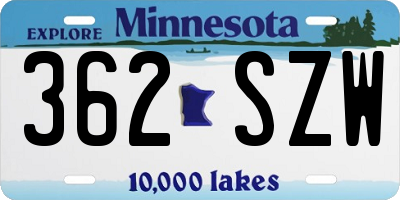 MN license plate 362SZW