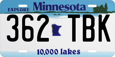 MN license plate 362TBK