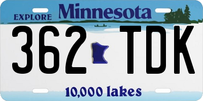 MN license plate 362TDK