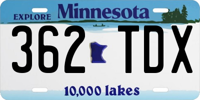 MN license plate 362TDX