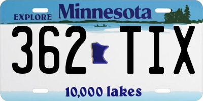 MN license plate 362TIX