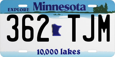MN license plate 362TJM
