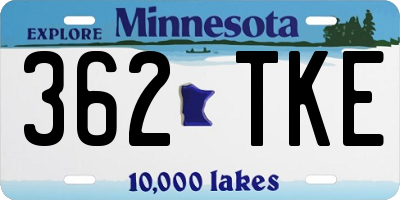 MN license plate 362TKE