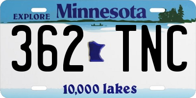 MN license plate 362TNC
