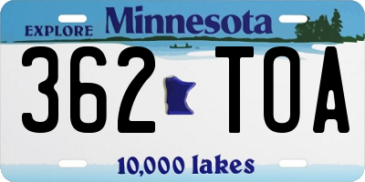 MN license plate 362TOA