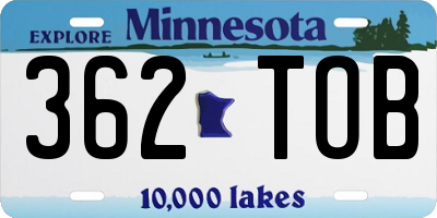 MN license plate 362TOB
