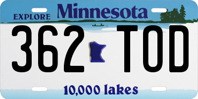 MN license plate 362TOD