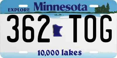 MN license plate 362TOG