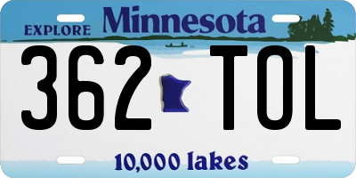 MN license plate 362TOL