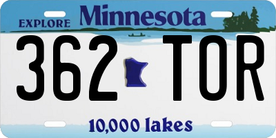 MN license plate 362TOR