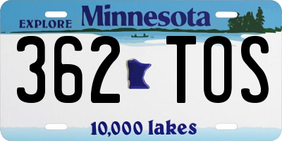 MN license plate 362TOS