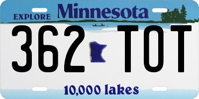 MN license plate 362TOT