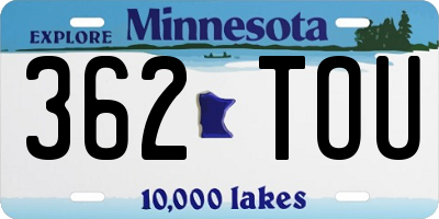 MN license plate 362TOU