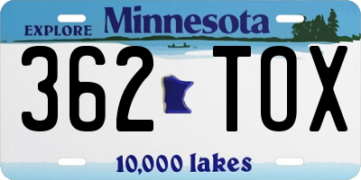MN license plate 362TOX