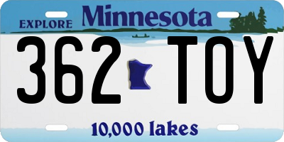 MN license plate 362TOY